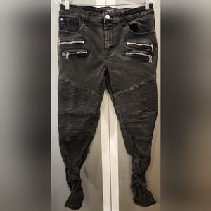 FOREVER 21 MEN'S BLACK JEANS ZIPPER POCKETS SIZE 34 X 33 STRETCH